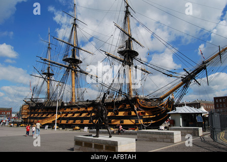 Berühmten Flaggschiff Nelsons HMS Victory, Historic Dockyard, Portsmouth, Hampshire, England, Vereinigtes Königreich Stockfoto