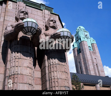 Jugendstil außen, dem Hauptbahnhof von Helsinki, Helsinki, Süd-Finnland, Finnland Stockfoto