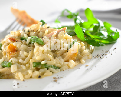 Hähnchen-Spargel-risotto Stockfoto