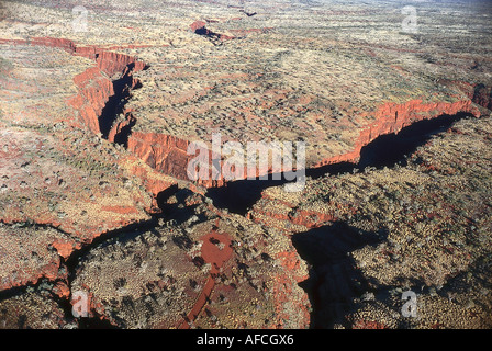 Luftaufnahme, der Oxer Lookout & rote Schlucht Karijini NP, WA, Australien Stockfoto