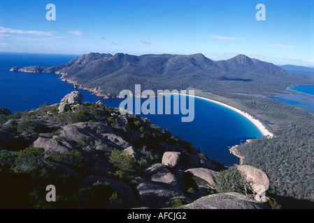 Wineglass Bay, Blick vom Mt. Amos, Freycinet National Park, Tasmanien, Australien Stockfoto