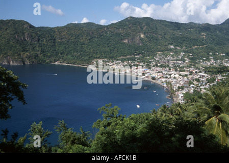 St. Lucia, Westindien, Windward Islands, Ostkaribik, kleine Antillen, Tropen, warmes Wetter, Klima, Anse Chastanet Resort, Soufriere Bay Water, Stadt o Stockfoto