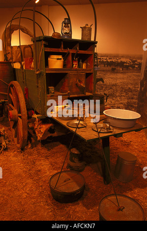 Chuck Wagon Display, American Quarter Horse Museum, Amarillo, Texas USA Stockfoto