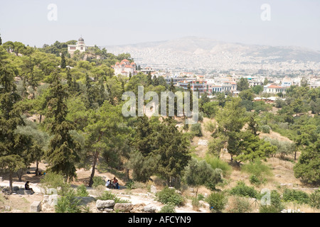 Blick von der Akropolis, Athen, Griechenland Stockfoto