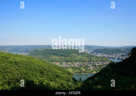 so genannte Vierseenblick (vier-Seen-Blick) am Rheinufer in der Nähe von Boppard in Deutschland Stockfoto