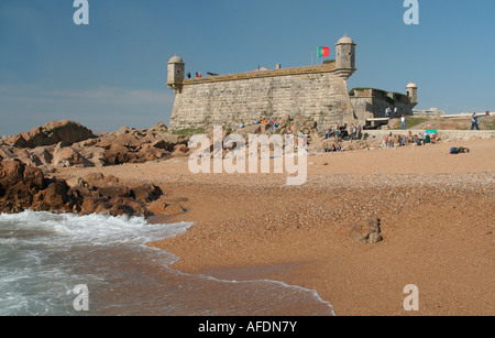 Forte de São Francisco Xavier, Porto, Portugal bekannt als Castelo Queijo Castle of Cheese Stockfoto