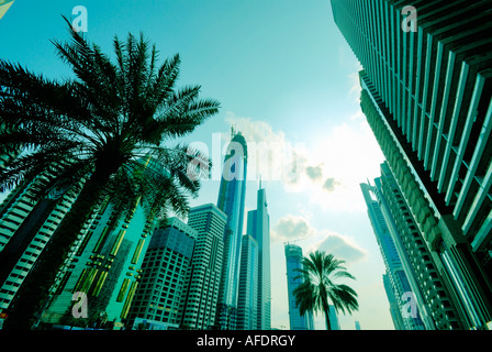 Wolkenkratzer in Sheikh Zayed Road, Dubai City, Vereinigte Arabische Emirate Stockfoto