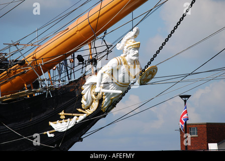 HMS Warrior (1860) Galionsfigur, Historic Dockyard, Portsmouth, Hampshire, England, Vereinigtes Königreich Stockfoto