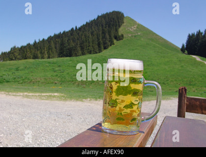 Brechen Sie in den deutschen Alpen Erfrischung Auf Dem Hoernle Bei Bad Kohlgrub in Den Ammergauer Alpen Stockfoto