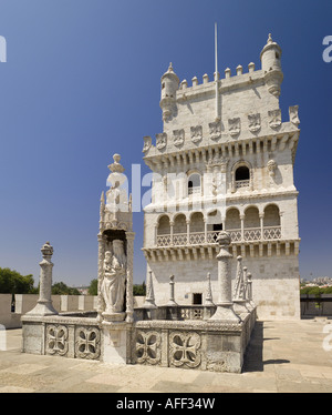 Portugal, Costa de Lisboa, Belem Turm & The Statue Of The Madonna Stockfoto