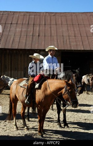 Junge auf einem Pferd auf einer Dude Ranch Stockfoto