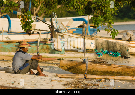 Fischer, ruhen Sie sich nach Angeltag Stockfoto