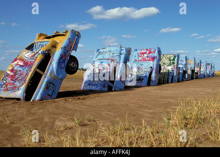 Elk228 5927 Texas Amarillo Cadillac Ranch alte Route 66 Stockfoto