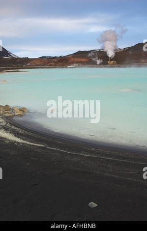 Bjarnarflag Kieselgur Pflanzen- und Geothermie-Kraftwerk in der Nähe von See Myvatn Reykjahlid North Island EU Europa Stockfoto