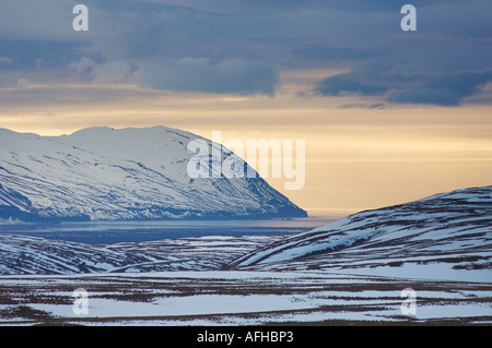 Skjalfandi aus Holassandur Schotterstraße von Myvatn Husavik Route 87 nahe See Myvatn Reykjahlid North Island EU Europa Stockfoto