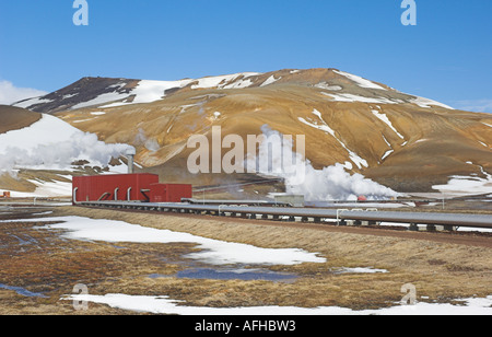 Krafla geothermische Kraftwerk in der Nähe von See Myvatn Reykjahlid North Island EU Europa Stockfoto