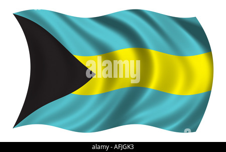 Flagge der Bahamas im Wind wehende Stockfoto