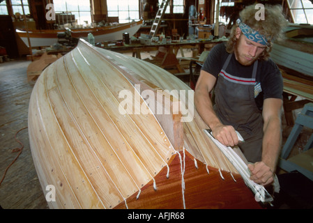 Maine, ME, New England, Down East, Bath Maine Maritime Museum, Geschichte, Ausstellungsausstellung Sammlung, Ausstellungsverkauf Sammlung, Bildung, Bootsbauer apprent Stockfoto