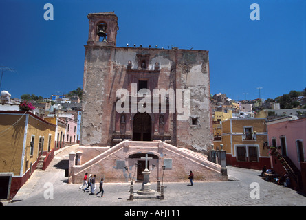 Mexiko,Mexikanisch,Mittelamerika,Pan,Nordhispanisches Mestizen,Guanajuato,Geschichte,Kolonialzeit,Hauptstadt,Silberbergbau,Templo de San Roque,erbaut 1726,Einwohner w Stockfoto