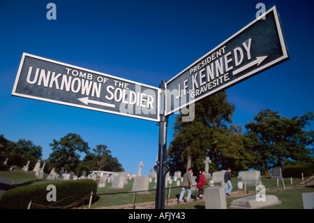 Virginia Arlington National Cemetery Zeichen,Informationen,werben,Markt,Bekanntmachung,lesen,lernen,leitet zum Grab des unbekannten Soldaten & John F. Kennedy g Stockfoto