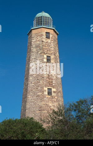 Virginia public, Beach, Sand, Surf, Fort Story Army Base Old Cape Henry Lighthouse, Licht, Sicherheit, Führung, Seeschifffahrt, gebaut 1791 erste Verwendung von Federal Stockfoto