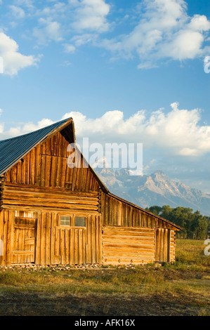 Historische Scheune auf Mornon Zeile im Grand-Teton-Nationalpark, Wyoming, USA Stockfoto