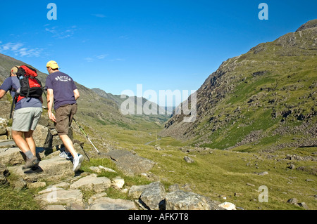 Wanderer auf dem Weg von Pyg Stockfoto