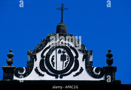 Detail der Kirche aus dem 18. Jahrhundert in Nordeste auf der Insel Sao Miguel, Azoren Stockfoto