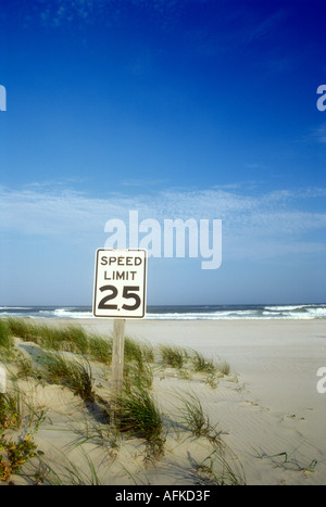 25 km/h Höchstgeschwindigkeit Zeichen auf Sanddünen auf den Outer Banks von North Carolina USA Stockfoto