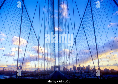 Brooklyn Bridge mit Blick auf die Brooklyn-New York-New York-USA Stockfoto