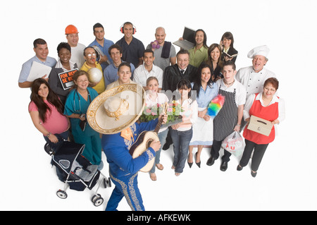 Gruppenbild von Menschen mit verschiedenen Berufen Stockfoto