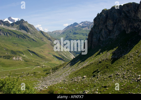 Berg über den Cormet de Roselend in den französischen Alpen landschaftlich Stockfoto