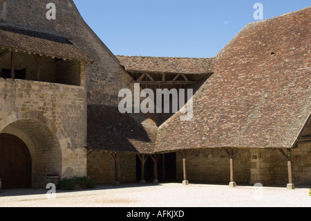 Hof-Detail am Chateau Clos de Vougeot, Burgund, Frankreich Stockfoto