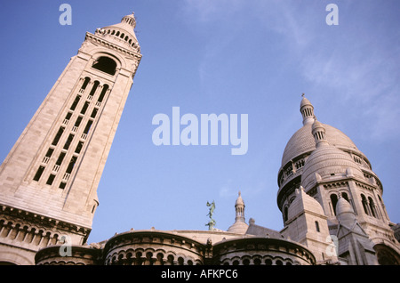 Architektonischen Besonderheiten des Sacre Coeur bei Sonnenuntergang, Paris, Frankreich. Stockfoto