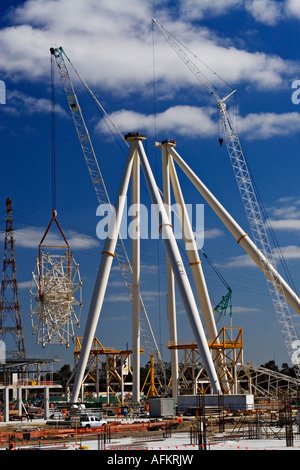 Baugewerbe / Bau der südlichen Sterne Beobachtung Rad in Melbourne Docklands, Victoria Australien. Stockfoto