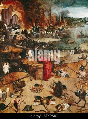 "Fine Arts, Bosch, Hieronymus (ca. 1450-1516), Malerei,"die Versuchung des Heiligen Antonius", Prado, Madrid, Spanien, Europa
