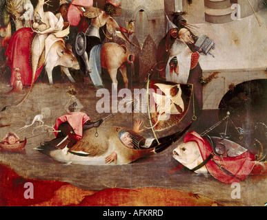 "Bildende Kunst, Bosch, Hieronymus (ca. 1450-1516), Malerei,"die Versuchung des Heiligen Antonius", Mitteltafel, Detail, 1505 -