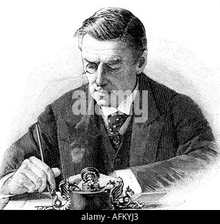 Chamberlain, Joseph, 8.7.1826 - 2.7.1914, britischer Politiker (Liberal), halbe Länge, Schrift, Gravur, 19. Jahrhundert, Großbritannien, Politik, Stockfoto