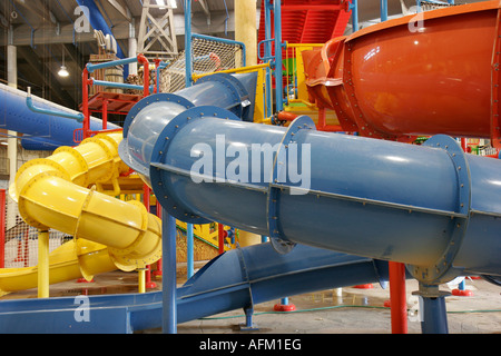 Shipshewana Indiana, Splash Universe Water Park Resorts, Wasserrutschen, geschlossene Rohre, unter Neubau Baumeister, IN070829102 Stockfoto