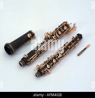 Musik, Instrumente, Oboe, verschiedene Teile, Blasinstrument, Stockfoto