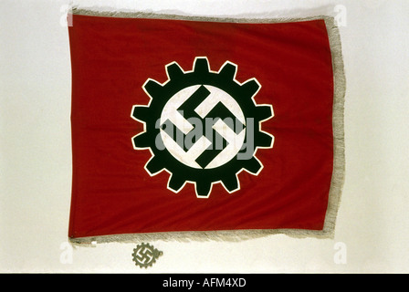Nationalsozialismus/Nationalsozialismus, Organisationen, Kraft durch Fremde, ('Stärge Durch Freude'), insigna, Fahne, 1930er, 30er, Freizeitorganisation, Nazi-Deutschland, Drittes Reich, 20. Jahrhundert, Stockfoto
