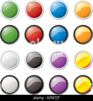 Darstellung der farbigen Tasten mit einer äußeren Rand in zwei Farbvarianten Stockfoto