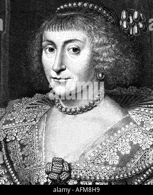 Elizabeth, 19.8.1556 - 13.12.1662, Kurfürstin von Kurpfalz 14.2.1613 - 23.2.1623, Königin von Böhmen 25.10.1619 - November 1620, Porträt, nach einem zeitweiligem Bild, Stuart, Prinzessin von England & Schottland, Wittelsbach, dreißigjähriger Krieg, Schmuck, Perlen, Stockfoto