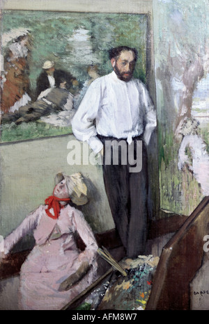 "Bildende Kunst, Degas, Edgar Hilaire Germain, (1834-1917), Malerei," Porträt von Henri Michel-Levy in seinem Atelier ", 1879, Öl auf Stockfoto