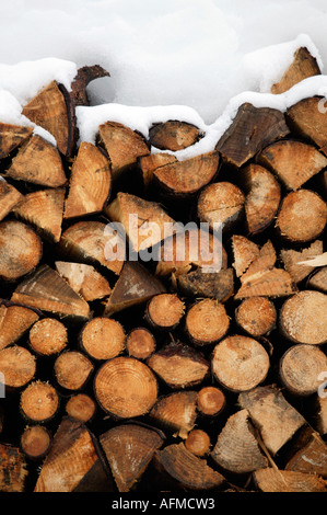 Protokoll-Stapel, Morzine, Alpen, Frankreich Stockfoto
