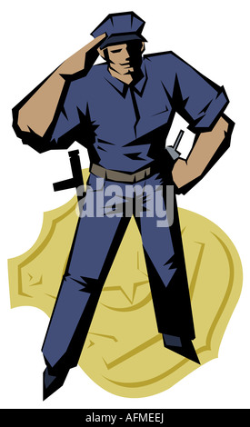 Erhöhte Ansicht eines Polizisten grüßen Stockfoto