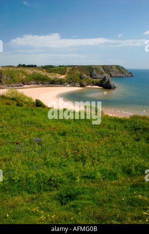 DREI Klippen Bucht, GOWER Halbinsel, WEST GLAMORGAN, SOUTH WALES U.K - Pennard Klippen im Hintergrund Stockfoto