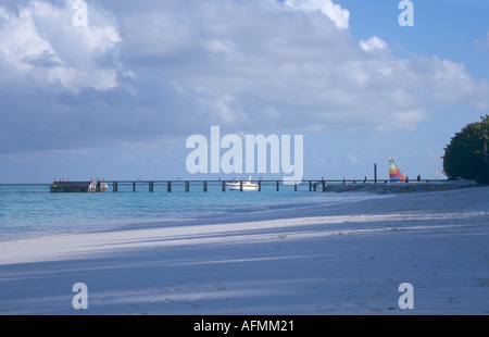 Der Bootsanleger auf Reethi Rah Insel der Malediven Stockfoto