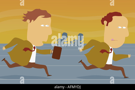 Zwei Geschäftsleute läuft einen Staffellauf Stockfoto