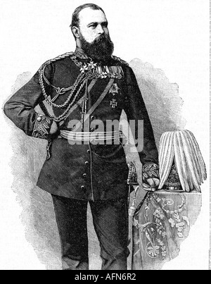 Ludwig IV., 12.9.1837 - 13.3. 1892, Großfürst von Hessen und Rheinniederung 13.6.1877 - 13.3.1892, halbe Länge, Gravur, 19. Jahrhundert, Stockfoto